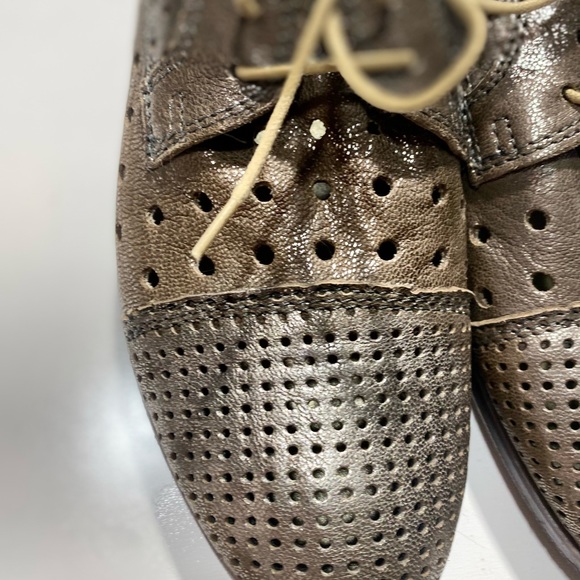 Fabbrica Dei Colli Stringate Donna Perforated Metallic Taupe Shimmery Oxfords 11 - Picture 10 of 16